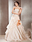  A-line Strapless Cathedral Train Satin Wedding Dress