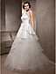  A-line Strapless Sweep/Brush Train Satin Tulle Wedding Dress