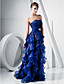  A-line Strapless Floor-length Organza Evening Dress