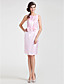  Sheath/ Column Jewel Knee-length Stretch Satin Bridesmaid Dress