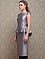  ts Vintage-Stil Silber peplum Etuikleid