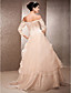 A-line Off-the-shoulder Floor-length Satin And Organza Wedding Dress