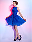  A-line Bateau Neck Short/Mini Organza Over Satin Cocktail Dress