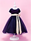 A-line Jewel Tea-length Velvet And Tulle Flower Girl Dress
