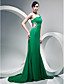  Sheath/Column One Shoulder Chiffon Evening Dress With Sweep/Brush Train
