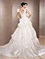  A-line V-neck Chapel Train Taffeta  Wedding Dress