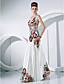  A-line V-neck Floor-length Charmeuse And Tulle Evening Dress