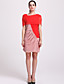  TS Color Block Cow Neck Silk Dress