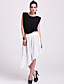  ts asymétrique réduit jupe en mousseline de soie avec ourlet ceinture (plus de couleurs)