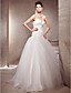  A-line Strapless Chapel Train Organza And Lace Wedding Dress