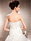  A-line Strapless Chapel Train Organza And Lace Wedding Dress