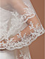  uma camada de tule véu de noiva com rendas na ponta dos dedos borda applique