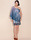  ts en skulder havet slag chiffon print kjole