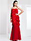  Sheath/Column Spaghetti Strap Chiffon And Lace Evening Dress