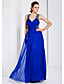  bainha / coluna tiras do assoalho-comprimento chiffon vestido de noite