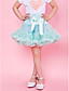  Blue Trimming Bowknot Chiffon Girl Skirt With Lining