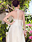  A-line Halter Tea-length Taffeta Wedding Dress