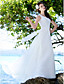  Sheath/Column V-neck  Sweep / Brush Train Satin  Chiffon Wedding Dress