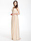  A-line V-neck Floor-length Chiffon Over Elastic Satin Bridesmaid/ Wedding Party Dress