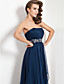  uma linha strapless do assoalho-comprimento chiffon vestido de noite