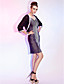  Sheath/Column V-neck Short/Mini Stretch Satin And Tulle Cocktail Dress With A Wrap