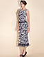  TS Animal Print Lace Decor Stretchy Midi Dress