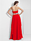  A-line Strapless Floor-length Chiffon Evening Dress