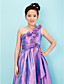  Princess One Shoulder Tea-length Taffeta Junior Bridesmaid Dress