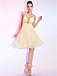  A-line Halter V-neck Knee-length Chiffon Cocktail Dress