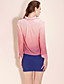  TS Fades-out Color Ruffle Chiffon Blouse Shirt