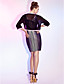  Sheath/Column V-neck Short/Mini Stretch Satin And Tulle Cocktail Dress With A Wrap