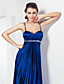  A-line Spaghetti Straps Sweep/ Brush Train Stretch Satin Evening Dress