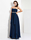  uma linha strapless do assoalho-comprimento chiffon vestido de noite