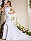  Trumpet/Mermaid Bateau Chapel Train Satin Weeding Dress
