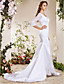  Trumpet/Mermaid V-neck Chapel Train Satin Lace Weeding Dress