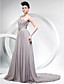  A-line One Shoulder Court Train Chiffon Evening Dress