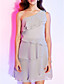  A-line One Shoulder Short/ Mini Chiffon Cocktail Dress