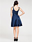  a-line v con cuello en la rodilla-longitud del vestido la dama de honor satin