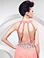  Sheath/Column Halter Court Train Chiffon Evening Dress