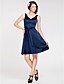  a-line v con cuello en la rodilla-longitud del vestido la dama de honor satin