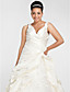 Ballkleid mit V-Ausschnitt Kapelle Zug Satin plus size Hochzeitskleid
