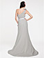  Sheath/ Column One Shoulder Sweep/ Brush Train Chiffon Bridesmaid Dress