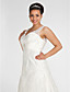  A-line V-neck Chapel Train Lace Plus Size Wedding Dress