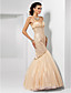  Trumpet/Mermaid Spaghetti Straps Sweetheart Floor-length Tulle Evening Dress