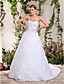  A-line One Shoulder Chapel Train Organza Wedding Dress