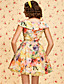  ts annata stampato fiori vestito gonfio con cintura