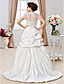  Ball Gown Strapless Court Train Satin Tulle Wedding Dress With Wrap