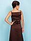  A-line V-neck Floor-length Satin Junior Bridesmaid Dress