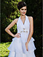  A-line Halter Knee-length Organza Wedding Dress