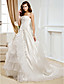  Ball Gown Strapless Chapel Train Satin And Organza Wedding Dress